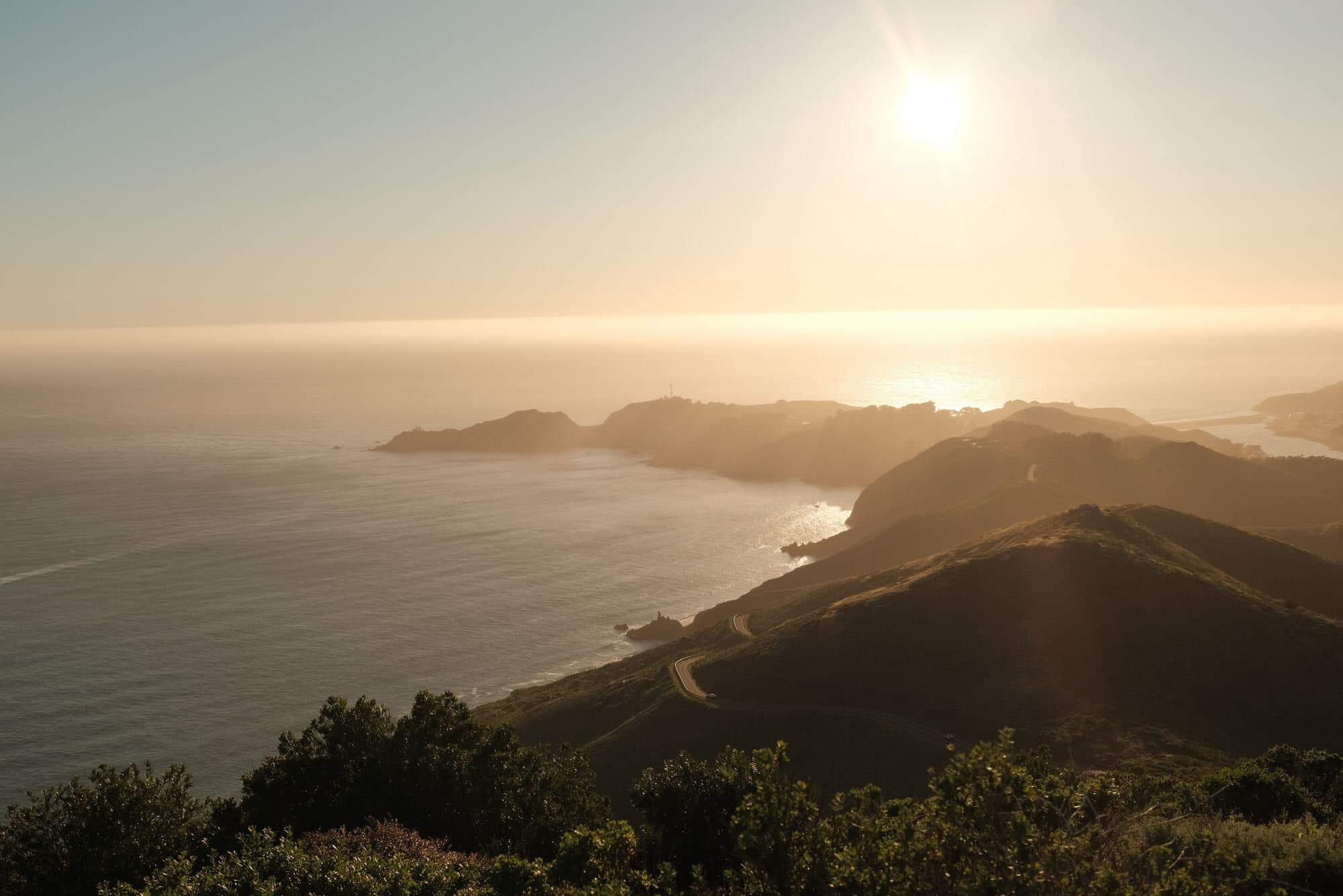 The Pacific coast north of San Francisco at golden hour